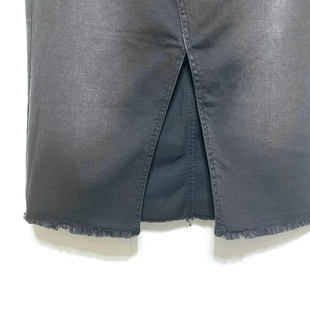 NWT SO Black Gray Jean Denim High Waist Long Skirt Knee Length Modest size 27W